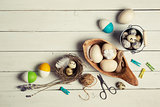 colorful easter eggs and decorations 