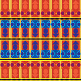 Aztec tribal seamless pattern with blue forms over orange  backg