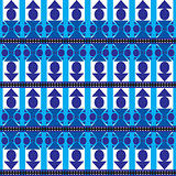 Aztec tribal seamless pattern with blue forms over blue backgrou