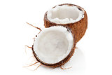 Open coconut isolated.