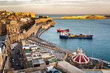 Aerial View on Valletta and Grand Harbour from Barrakka Gerdens,