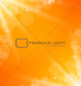 Abstract orange bright background with sun light rays