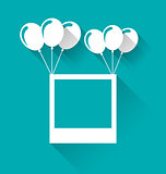 Blank photo frame with balloons for your holiday