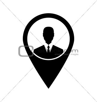 Icon tag avatar businessman suit head sign black