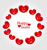 Round frame made in smiling hearts for Valentines Day