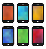 Set of colorful wallpaper for mobile phones. Blurred Backgrounds