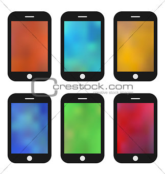 Set of colorful wallpaper for mobile phones. Blurred Backgrounds
