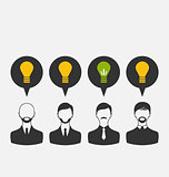 Business people with light bulbs as a concept of new ideas