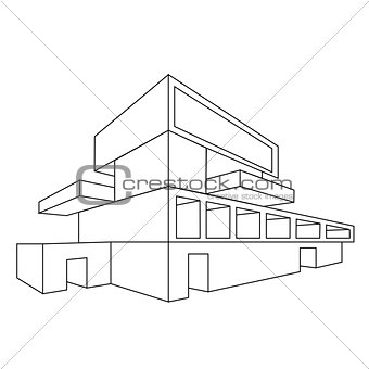 2D perspective drawing of a house