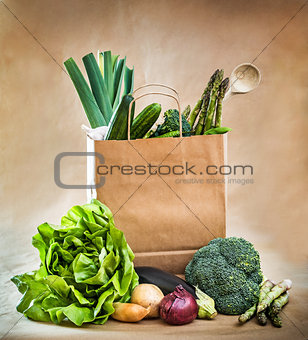 vegetables in paper bag