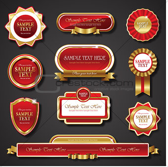 Vintage red gold frame vector banners