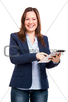 Business woman working with a tablet