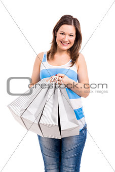 Happy woman shopping