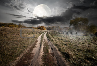 Countryside and moon