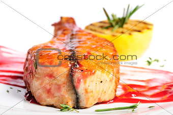 Grilled salmon steak 