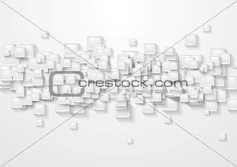 Grey squares abstract tech background