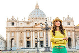 Portrait of young woman on piazza san pietro in vatican city sta