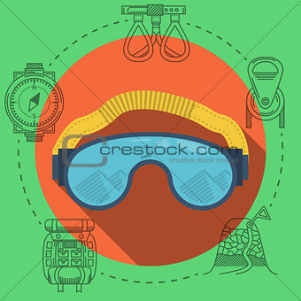 Flat vector illustration for climbing goggles
