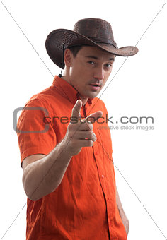 Stylish young man in a cowboy hat