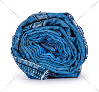 light blue roll jeans isolated on white background