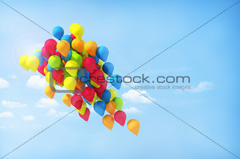 Multicolored balloons in the city festival.