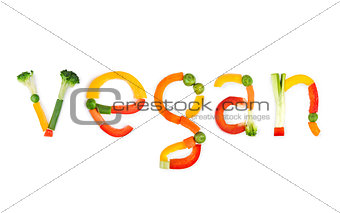 inscription vegetables on a white background