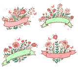 Hand drawn floral banners