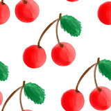 Seamless pattern with watercolor cherry
