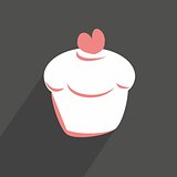 Flat cupcake vector sign isolated on dark background