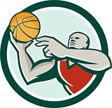Basketball Player Lay Up Ball Circle Retro