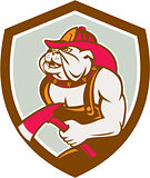 Bulldog Fireman With Axe Shield Retro
