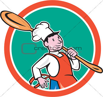 Chef Cook Marching Spoon Circle Cartoon