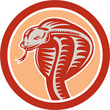 Cobra Viper Snake Head Circle Retro