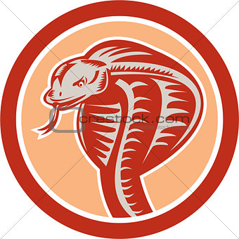Cobra Viper Snake Head Circle Retro