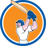 Cricket Player Batsman Batting Circle Cartoon