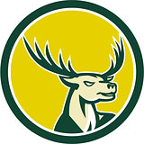 Deer Stag Buck Head Circle Retro
