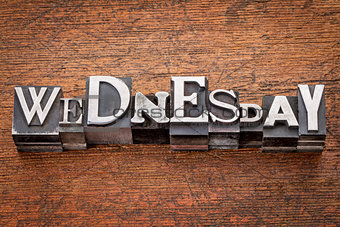 Wednesday word in metal type