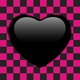 Valentines Day Glossy Emo Heart. Pink and Black Checkers