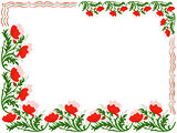 Greeting card with red poppies and colour lines