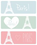 Love Paris vector pastel banner set