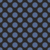 Tile vector pattern with blue polka dots on black background