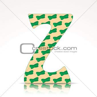 The letter Z of the alphabet made of Zucchini