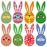 Eight Easter rabbit ornamental faces