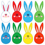 Eight Easter rabbit faces