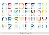 Rounded pixel art alphabet font in pastel colors