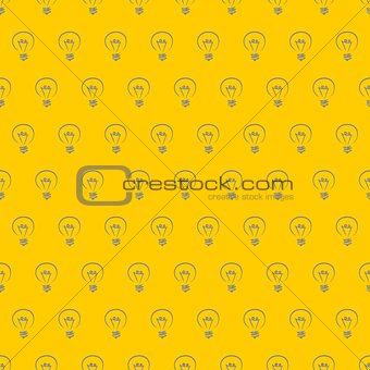 Tile pattern hand drawn vector light bulbs on yellow background