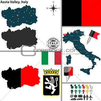 Map of Aosta Valley, Italy