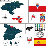Map of Cantabria, Spain
