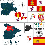 Map of Castile and Leon, Spain