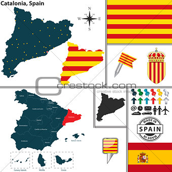Map of Catalonia, Spain